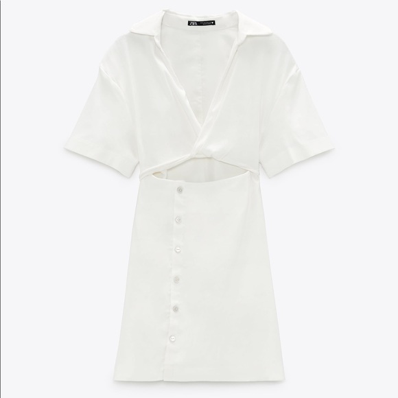 Zara Cut Out Linen Dress - Picture 2 of 3